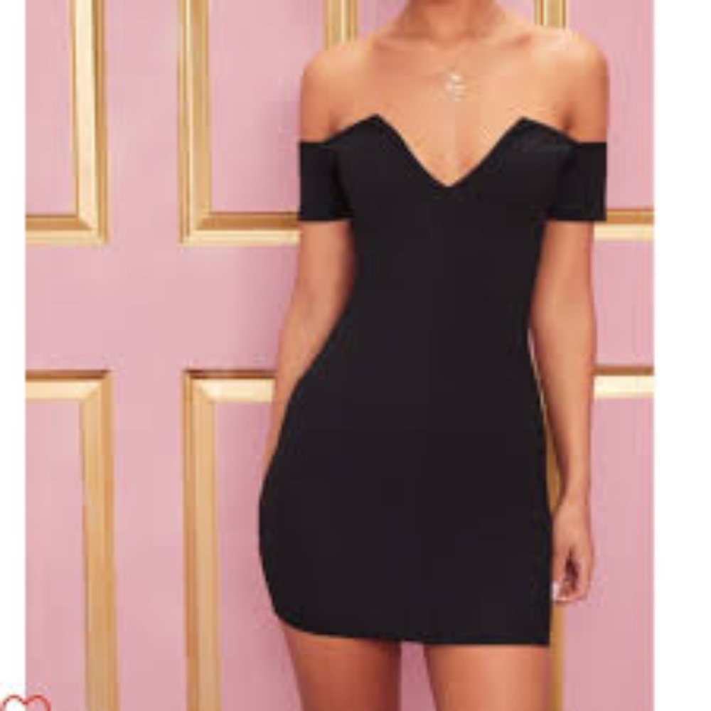 Black Ribbed Bodycon Dress